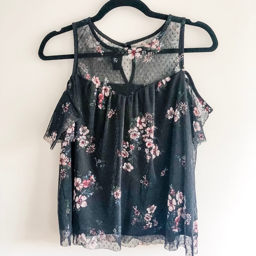 Floral Blouse with Mesh Detailing